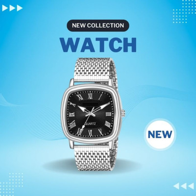 house of common Young Gen Chain Stainless Steel Square Quartz Analog Watch  - For Men