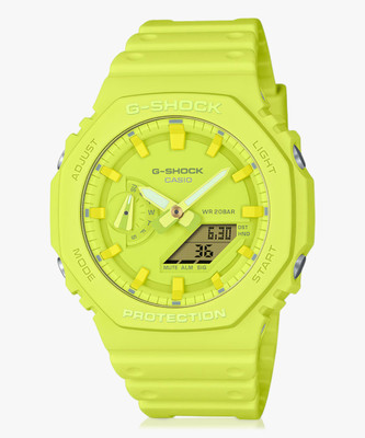 CASIO GA-2100-9A9DR G-SHOCK Yellow Dial Yellow Resin Strap Analog-Digital Watch  - For Men