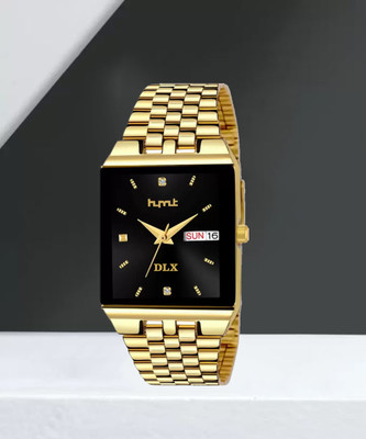 hmt QUARTZ HMTS Day & Date Series Original Golden Plating Quartz Metal Wrist Watch Analog Watch  - For Men