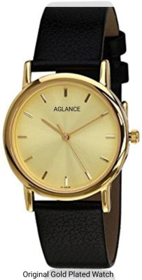 Aglance 7987YL01 GOLDEN DIAL WITH GOLD PLATED & LEATHER STRAP SLIM WATCH 7987YL01 GOLDEN DIAL WITH GOLD PLATED & LEATHER STRAP SLIM WATCH Analog Watch  - For Men & Women