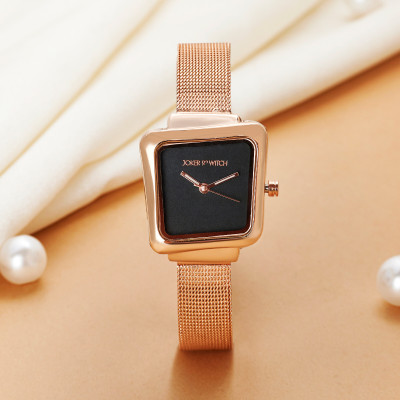Joker & Witch Regalia Rosegold Watch With A Black Dial And A Mesh Strap Analog Watch  - For Women