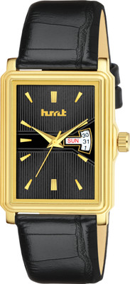 HMT DLX Exclusive Premium Black Dial Black Strap Formal Casual Day & Date Functioning Analog Watch  - For Men