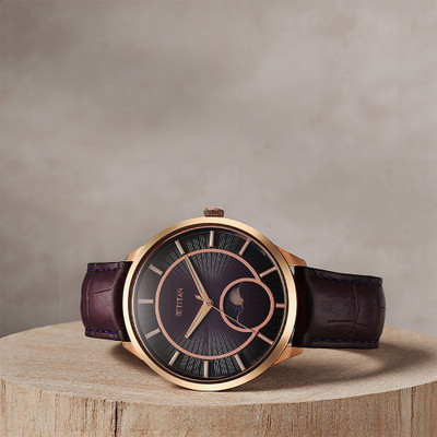 Titan Regallia Regalia Stellar 2 Purple Dial Leather Strap Analog Watch  - For Men