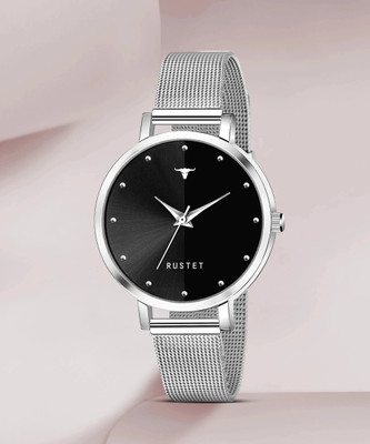 RUSTET LD-L144-BLACK-CH LD-L144-BLACK-CH Silver Mesh Strap Girls Analog Watch  - For Women