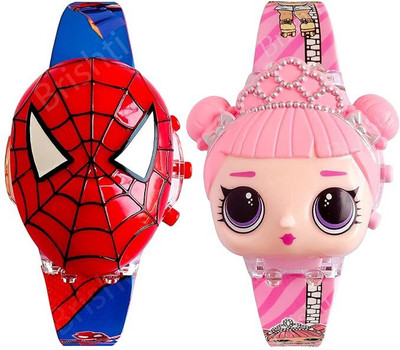 SALINA Musical Sound With Digtal Disco Glowing Light Watch For Kids Combo Cartoon Characters Multicolored Disco Light with Musical Tone Digital Watch  - For Boys & Girls