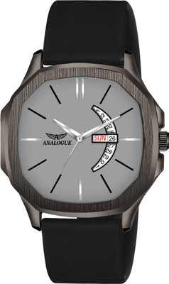 ANALOGUE Hexa Gun Metal Series | Smart Watch Strap | 3D Glass | Smart Clip | Day & Date Hexa Gun Metal Series | Smart Watch Strap | 3D Glass | Smart Clip | Day & Date Analog Watch  - For Men