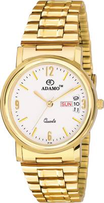 ADAMO 1013YM01 SHINE wristwatch / watchs DAY AND DATE FUNCTIONING White Dial Round Shaped with Stainless Steel Chain Premium watch for Men and Women Analog Watch  - For Men & Women