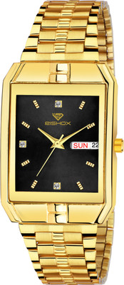 Rishox New Track Number Dial, Day & Date, Black Leather Strap Analog Watch - For Men New Track Number Dial, Day & Date, Black Leather Strap Analog Watch - For Men Analog Watch  - For Men