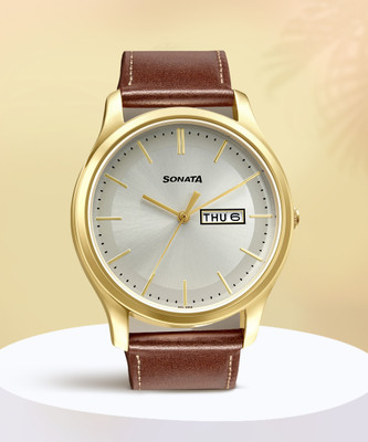 SONATA NP77082YL06W Essential Gents collection Analog Watch  - For Men