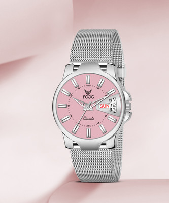 FOGG 4047-PK Day and Date Analog Watch  - For Women