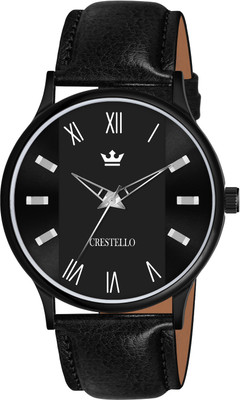 CRESTELLO CR-BK044-BLACK Black Faux Leather Strap Analog Watch  - For Men