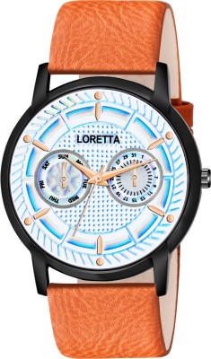 Loretta LT_6005 Slim Multicolor Chronograph Dial Tan Color Belt Sporty Look Boys Analog Watch  - For Men
