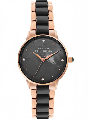 French Connection FCB10RGM-B Fleur Rhinestone Black MOP Dial | Women's Black Ananlog Watch Analog Watch  - For Women