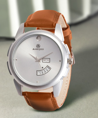MarkQues Steve Silver And Tan Day And Date Functioning Watches For Boys High Quality Analog Watch  - For Men