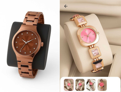 HPWATCH HW12-Rose Gold-Pink_HW13-Brown-Brown Modern Minimalist Black Dial Silicone Strap Analog Watch Analog Watch  - For Women