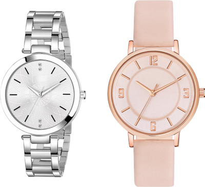 Fentex Trending combo analog watch with one leather and one Stainless Steel strap watch Trending combo analog watch with one leather and one Stainless Steel strap watch Analog Watch  - For Girls