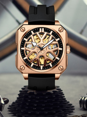 OVERFLY BIDEN Mens Watch Automatic Mechanical Skeleton Dial Luxury Wrist Watch For Men Analog Watch  - For Men