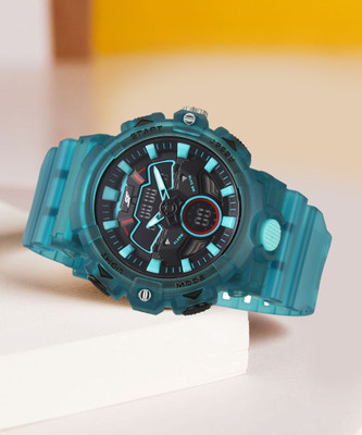 SONATA SF Invicible Analog-Digital Translucent Green Dail With Green Plastic Strap Analog-Digital Watch  - For Men