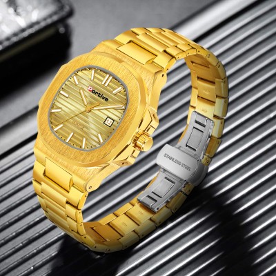 Portive 3002_PLAIN_GOLD 3002 Analog Watch  - For Men