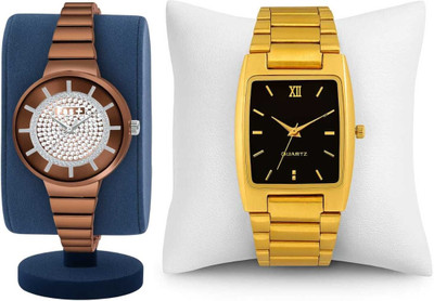 HPWATCH Men Gold 2_ZXC-011-BROWN Modern Minimalist Black Dial Silicone Strap Analog Watch Analog Watch  - For Men & Women