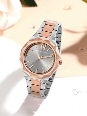 French Connection FCH1RTM Women's Analog Silver Watch | Grey Sunray Dial Analog Watch  - For Women