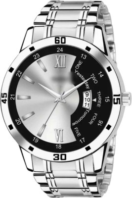 RHT Day & Date Functioning For Boys Silver Stainless Steel Chain Strap Day & Date Functioning Analog Watch  - For Men