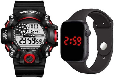 dmash A Digital Watch With Square LED Black- green Strap digital watch combo Digital Watch  - For Girls