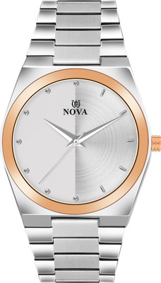 NOVA Silver Watch Men's & Boys Silver Chain Watch Analog Watch  - For Men