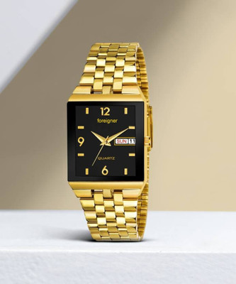 foreigner black dial day and date watch Most Trending Black Day & Date Dial and Premium Gold Chain Watch Analog Watch  - For Men