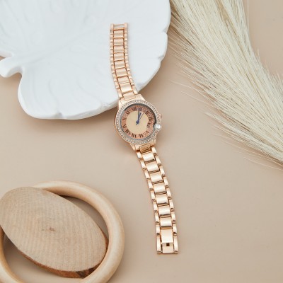 GC PREMIUM JEWELLERY Rosegold Gems Studded Analog Bracelet Watch For Girls And Women Rose Gold Analog Watch  - For Women