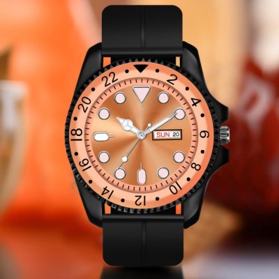 NITYA DRM019 - ORANGE BLACK Softest silicon belt watch for boys and mens Analog Watch  - For Men