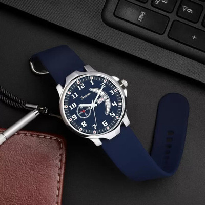 Spencher Matt Blue Dial & Silicon Mesh Strap with Water Resistant Analog Watch  - For Men