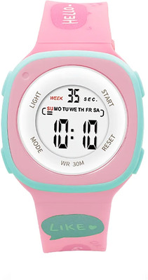 Time Up Square Printed Strap Cartoon Printed Strap Square Dial Waterproof Alarm Kids 4-12 Years Gift Digital Watch  - For Boys & Girls