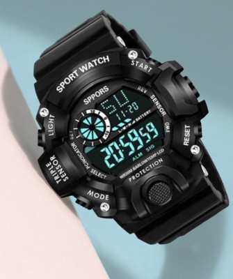 TONSY Digital Shockproof Automatic Multi-Functional Black Color Strap Watch For Men's Sports Army Digital Men's & Boy's Watch Digital Watch  - For Boys