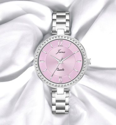 JAINX Pink Dial Steel Chain Analog Watch  - For Women