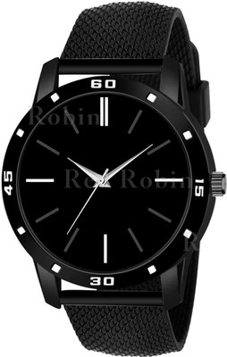 Red Robin LR05-BLK-AVO-BLK-SFR Fancy Design Stylish Black Silicone Strap Wrist Watch for Men and Boys Analog Watch  - For Men