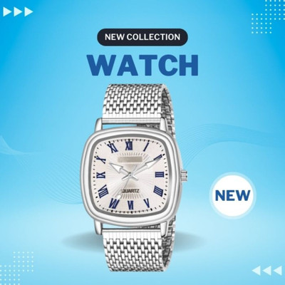 Giomex New Chain Stainless Steel Square Quartz Analog Watch  - For Men