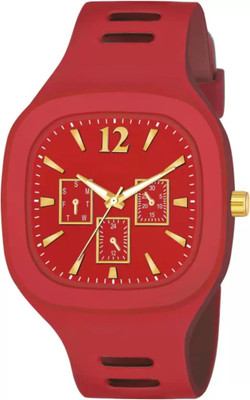 Alkhwatches Red Square Dial Analog Silicon Strap Stylish Designer Analog Watch for boy men Analog Watch  - For Boys & Girls