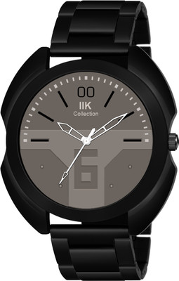 IIK Collection IIK-823M Red Round Artistic Dial with Black Stainless Steel Metallic Bracelet Chain Analog Watch  - For Men