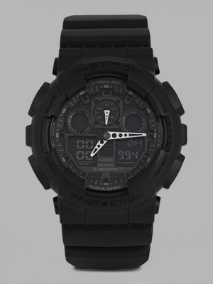 CASIO GA-100-1A1DR G-SHOCK GA-100-1A1HDR Black Dial Resin Strap Analog-Digital Watch  - For Men