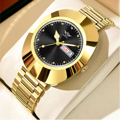 REESKY RSYT01004 Black Dial Gold Platted Bracelet Date Functioning Watch For Boys Analog Watch Analog Watch  - For Boys
