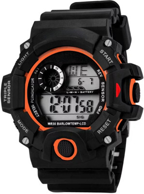 Trex SCK-ORANGE Stop Watch Sporty Look Men's Watch 7-Types Of LED Light Digital Mud Resistance Digital Watch  - For Boys