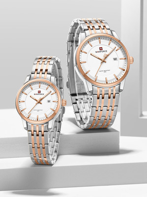 NAVIFORCE NF9228 Exlcusive TwoTone Silver-Rosegold timepeice Analog Watch  - For Couple