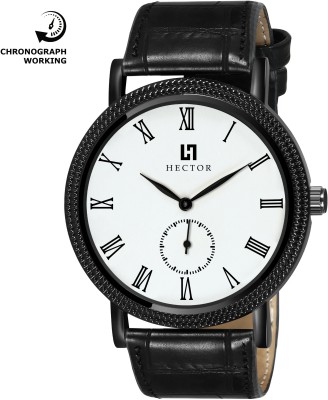 Hector HC26 Chronograph Working Men Watch With White Dial & Black Artificial Leather Strap Analog Watch  - For Men