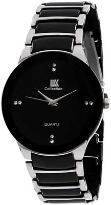 IIK Black Studded Dial with Black & Silver Metallic Bracelet Strap Analog Watch  - For Men