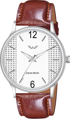 LOUIS DEVIN LD-WT077-SLV-BRW Brown Faux Leather Strap Analog Watch  - For Men