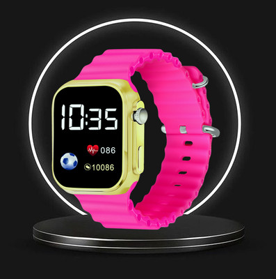 FADISO 2024 TRENDY Square Silicon Dark Pink ULTRA Date & Time Display Dial Digital Watch  - For Boys & Girls