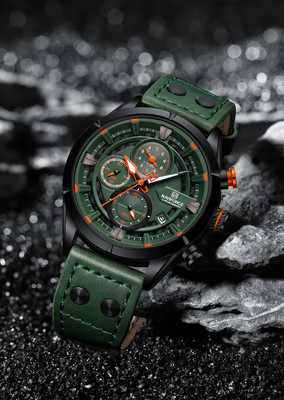 NAVIFORCE Bold green color carbon fiber crafted dial design with chronograph Analog Watch  - For Men