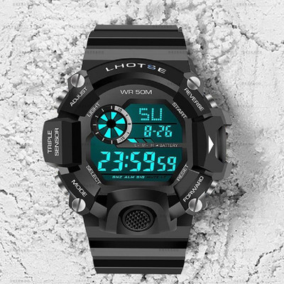 PuthaK Black-S-Shock Wrist Watch LED Calendar Waterproof Digital Watch Digital Watch  - For Boys