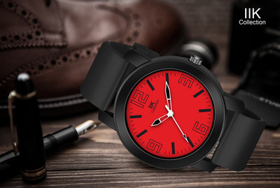 IIK Collection IIK-955MN Silicon Strap Watch for Men Round Dial with Adjustable Flexible Silicon Strap Analog Watch  - For Men